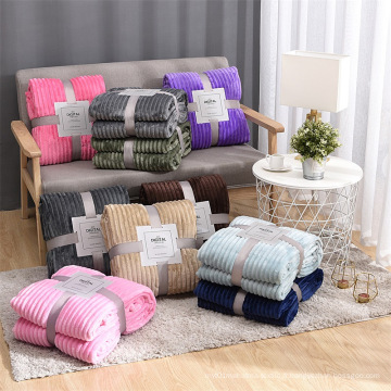 Home Stripe Flannel Fleece Throws portable